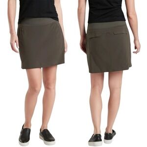 Athleta Womens Skort Soho Hiking Skirt Attached Short Olive Green Pockets Sz 10